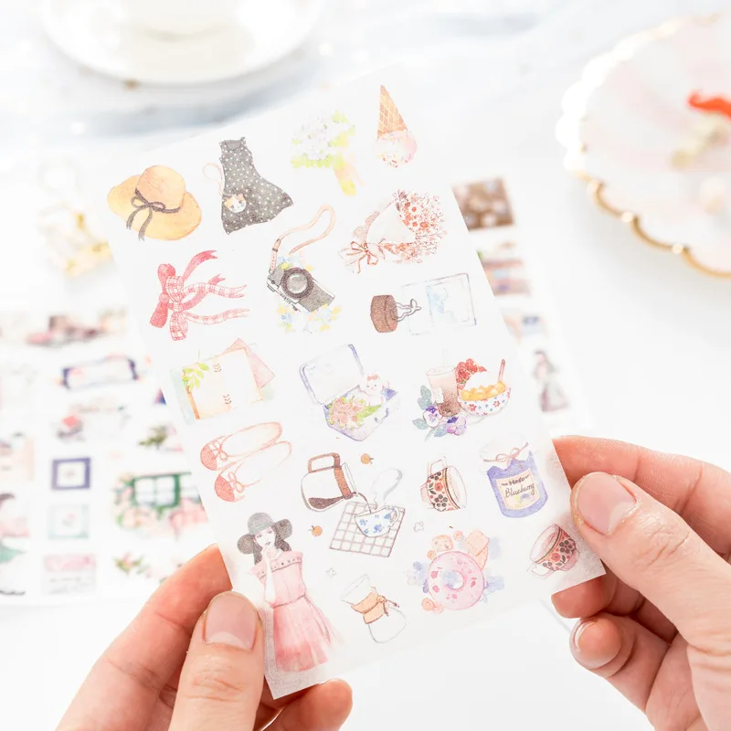 6 pcs/pack Art Young women Sticker Special oil Stickers Diary Sticker Scrapbook Decoration PVC