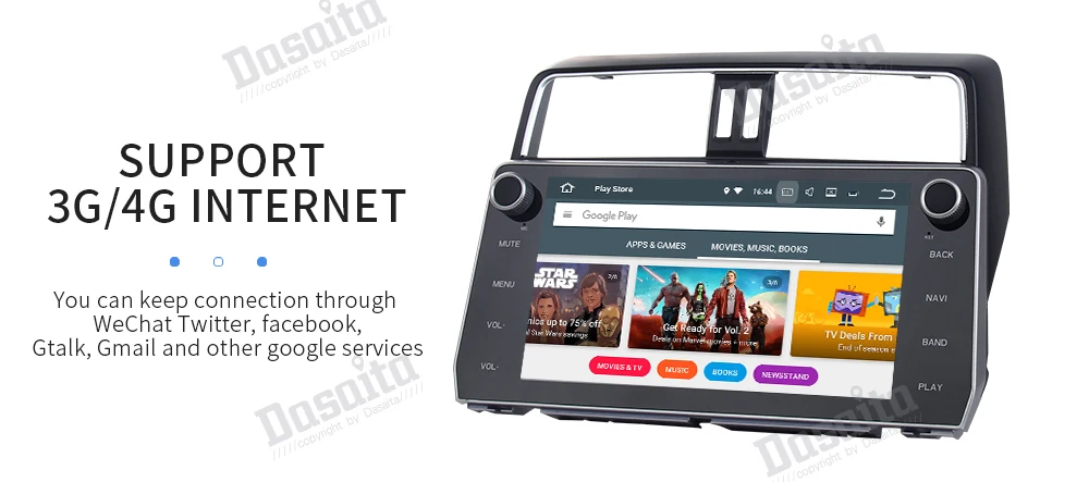 Excellent Dasaita 10.2" IPS TDA7850 2 Din Car Android Radio Android 9.0 for Toyota New Prado 2018 GPS Navigation MP3 32G ROM Octa Core 16