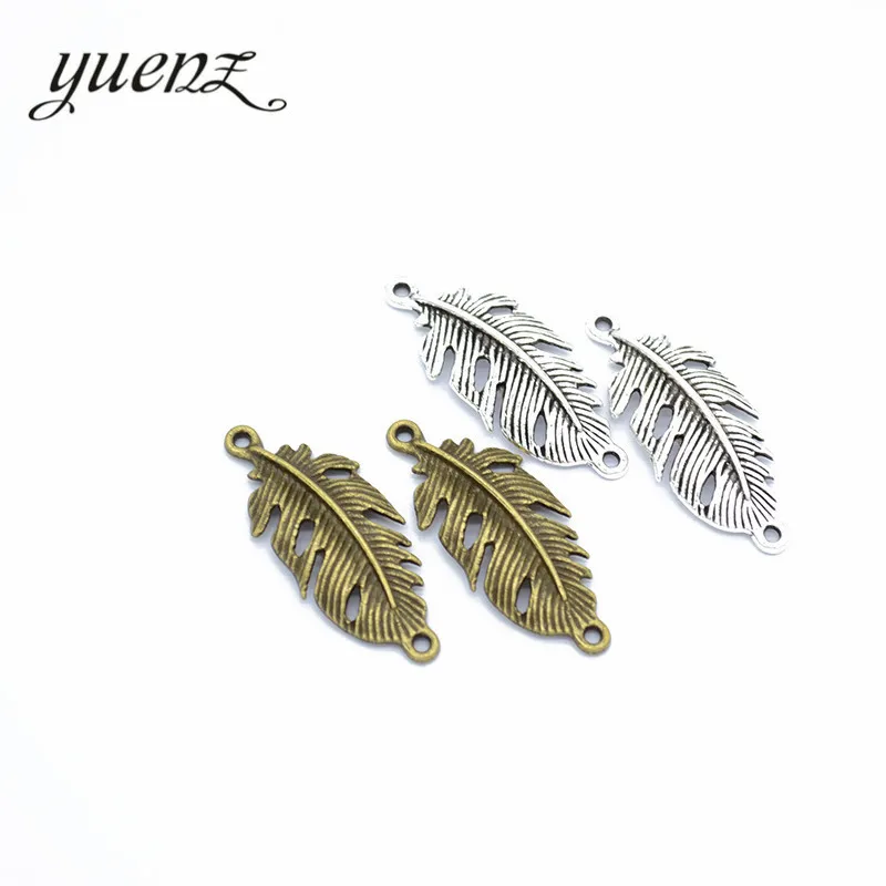 

YuenZ 10pcs Bronze Tibetan Silver Antique Feather Charms Pendants For Bracelet Jewelry Making DIY Handmade 34*14mm D312