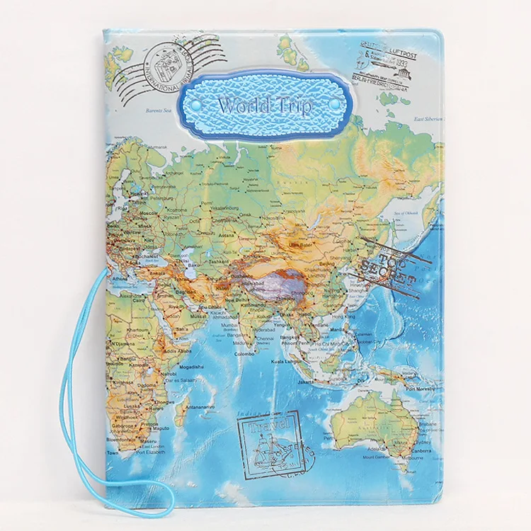 Карта мира Обложка для паспорта из искусственной кожи ID карты Дорожный Чехол для билетов пакеты трехмерные обложки для паспорта сумки для хранения
