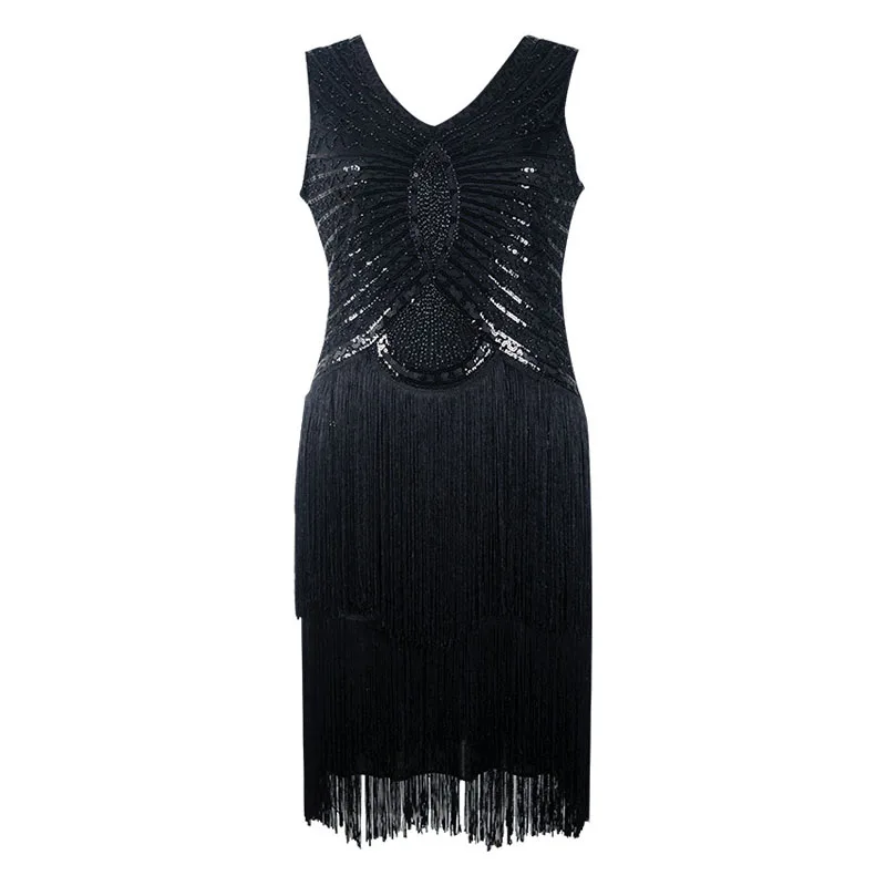 2018 Vintage 1920s Sequin Fringe Charleston Dress Great Gatsby Sexy Women Evening Party Embroidered beads Tassel Dress (2)