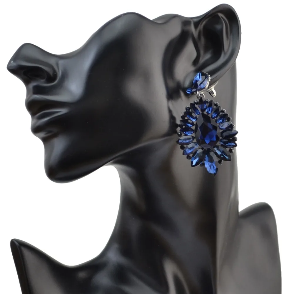 

Fashion Crystal Flower Exaggerated Statement Ear Luxury Rhinestone Big long Dangle Drop Earrings For Women Party Wedding Jewelry