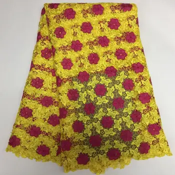 

Nigerian laces Fabric 2018 African Cord Laces Fabrics High Quality Yellow Guipure Cord Lace Fabric For Nigerian Wedding Lace