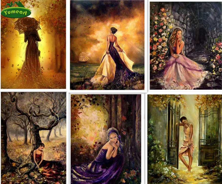 

DIY Diamond Painting Cross Stitch Women Resin Crafts Rhinestone Mosaic Sets for Embroidery Beautiful Girl Umbrella Room Decal