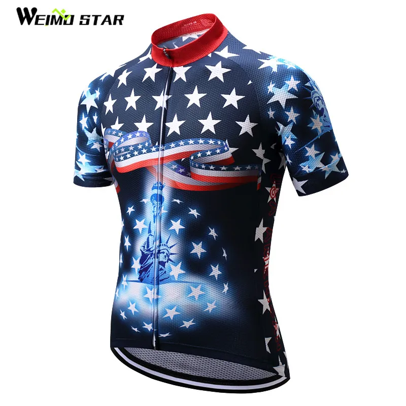 2017 Weimostar Brand USA Blue Cycling Jersey Men bike clothing bicycle