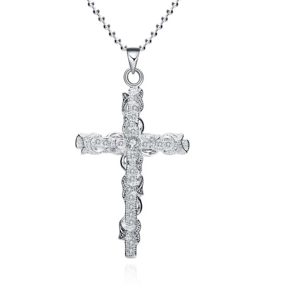

2019 men jewelry women necklace 925 silver Strange Cross pendant with stone necklaces chain jewellry collares boho etnicos N359