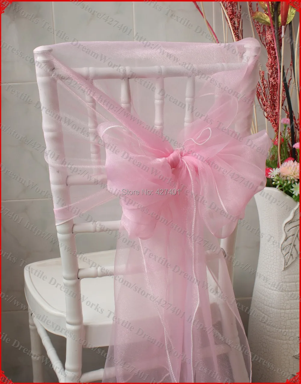 NO.4 Light Pink Organza Chair Hoods/Chair Caps/Chair Cover Sash For