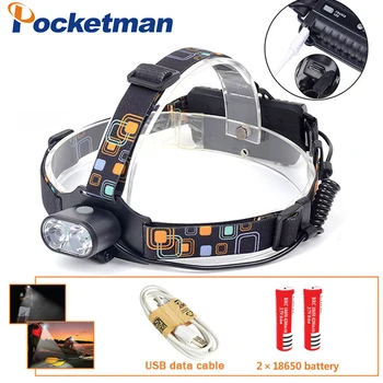 

8000LM T6 LED Headlight White Light Head Lamp Flashlight 18650 Battery Headlamp For Camping Fishing Hunting