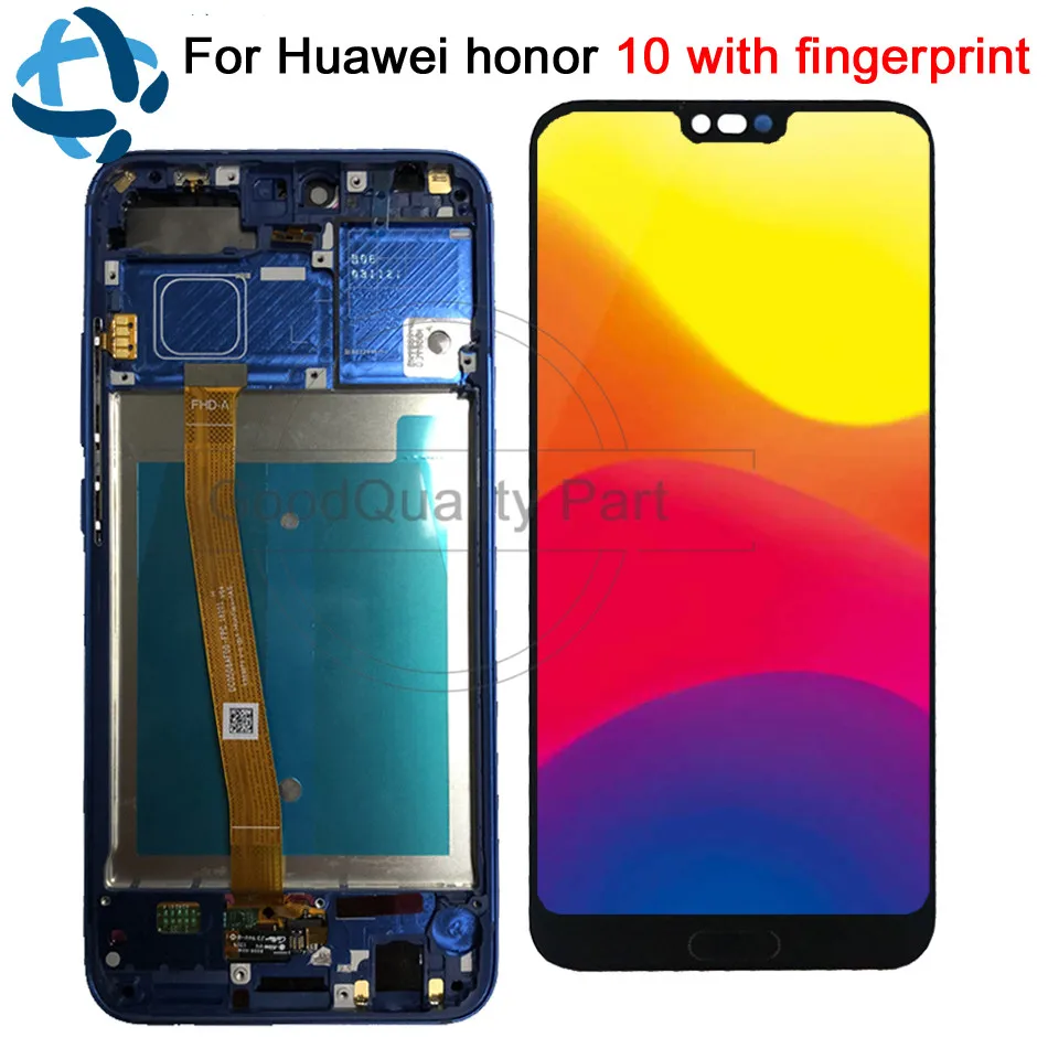 Pаспродажа 5,84 для huawei honor 10 honor 10 ЖК дисплей сенсорный экран дигитайзер с рамкой отпечатков пальцев COL L29 ЖК сборка Замена