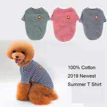 Одежда для собак из хлопка, полосатая футболка для собак, летняя рубашка для домашних животных, рубашка для собак для женщин, футболка для собак, детские футболки