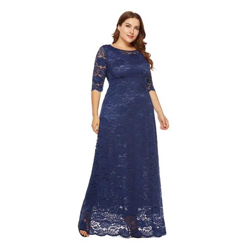 Fashion 2019 Spring Summer 6 Solid Color Hollow Out O Neck Big Size Xl-6xl Lace Women Party Dress Jl-sq016 Fashion 2019 Spring Summer 6 Solid Color Hollow Out O Neck Big Size Xl-6xl Lace Women Party Dress Jl-sq016