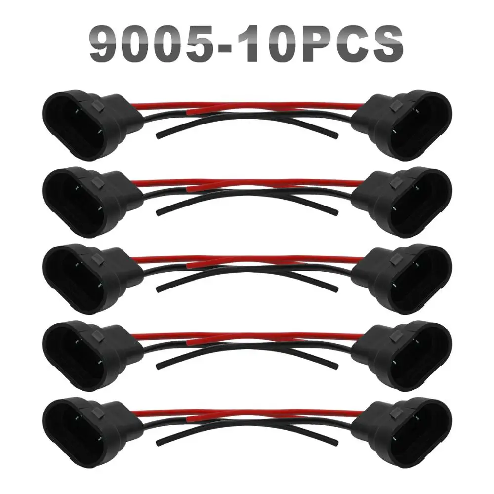 JGAUT 10 Pieces Male H4 H7 9005 HB3 H8 H9 H11 H13 9007 5202 7440 Connector Wire Bulb Holder for Auto Halogen Headlight Fog Lamp - Цвет: 9005 Male