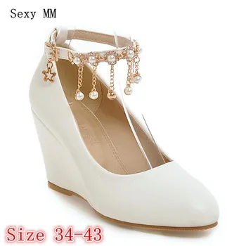 

Pumps Women Shoes Wedges High Heels Woman Wedge Oxfords High Heel Shoes Party Wedding Slip-On Plus Size 34 - 40 41 42 43
