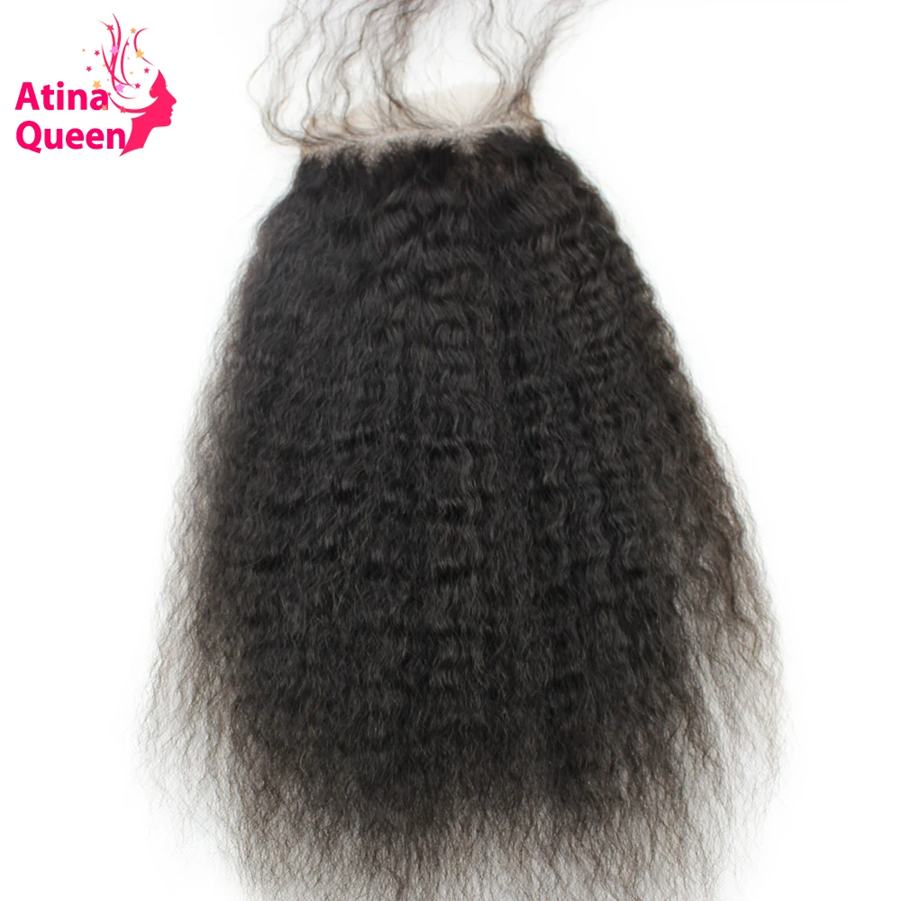 Atina Queen прямые кудрявые закрытие 4x4 кружева Закрытие с ребенком волосы