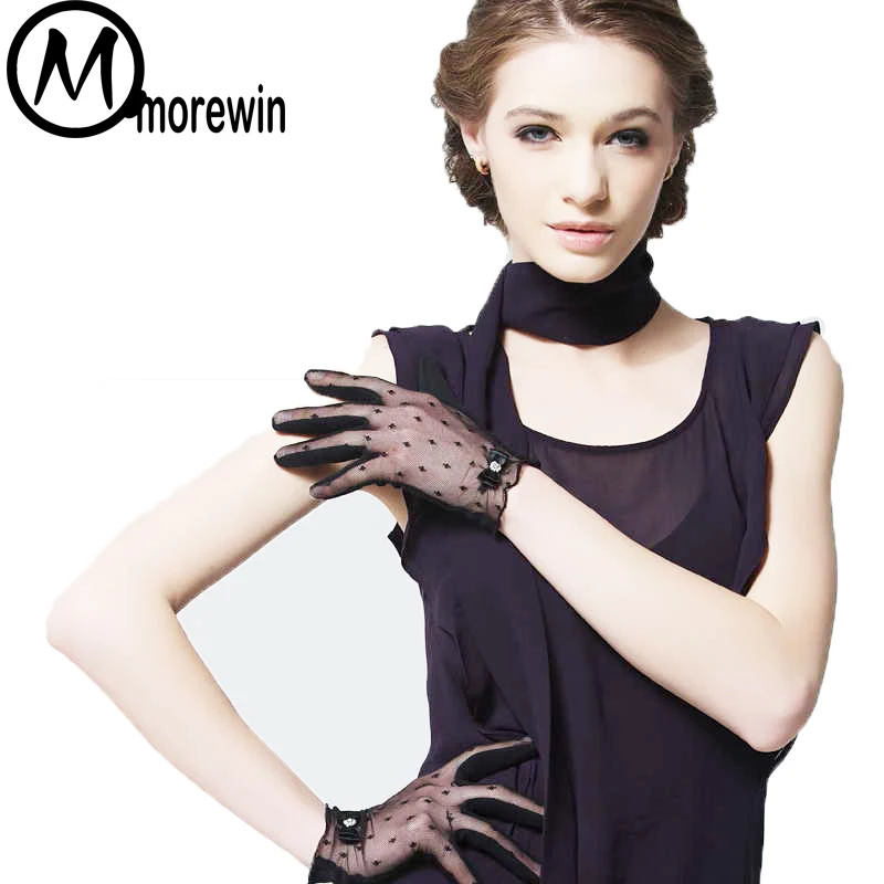 Модные женские летние перчатки кружевные черные шелковые варежки элегантные женские перчатки для вождения варежки Morewin трендовые товары