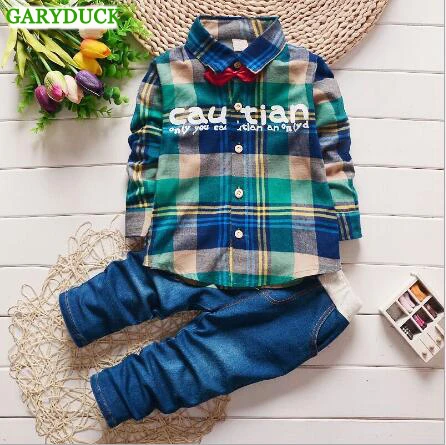 

GARYDUCK 2017 New Spring Autumn Kids Clothing Boys Clothing Sets Children's Fashion Plaid Suit Baby Boys Clothes Kids Sets