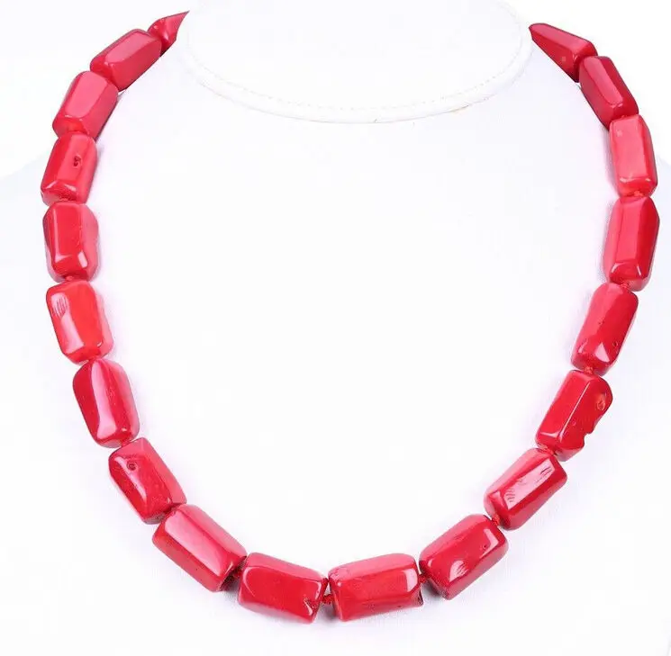 

FREE SHIPPING>> Hot NEW Natural Beautiful 10x14mm Red Coral necklace 18'' AAA