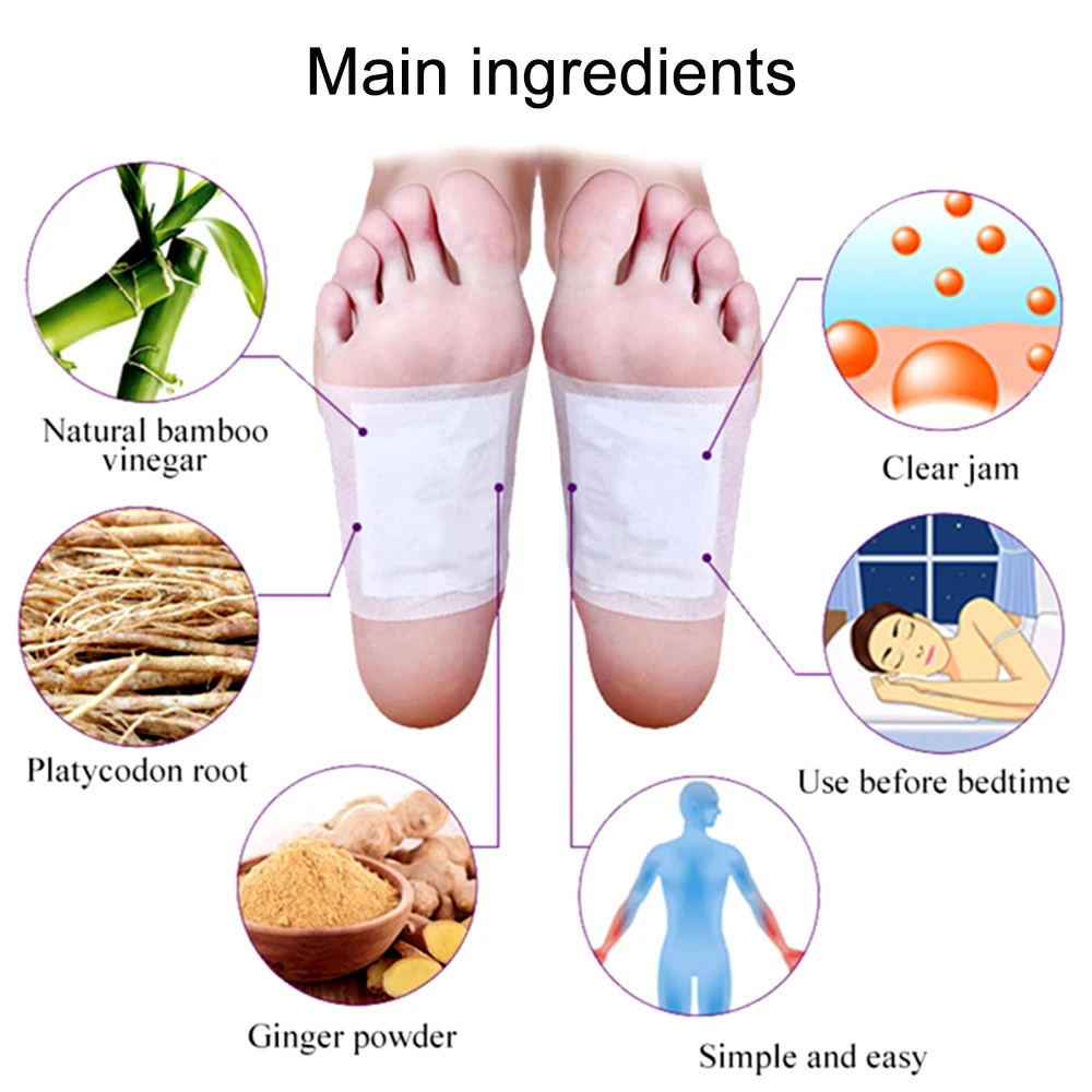 10pcs Feet Care Detoxifying Foot Patches Body Detox Foot Patch Adhersive Cleansing Improve Sleeping Slim Patch Plant Extract