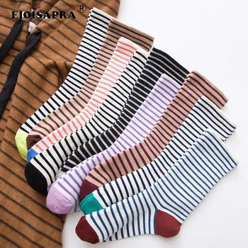 

[EIOISAPRA]Moda Mujer 2018 Autumn/Winter New Product Japanese Harajuku Stripe Women Socsk College Style Heap Heap Socks Sokken