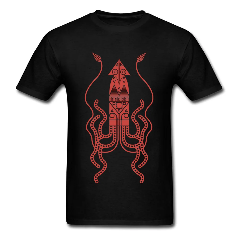 Men's 2018 New Casual T Shirt Crewneck Summer Cotton Fabric Top T-shirts Design Short Sleeve Giant Squid Tee-Shirt Giant Squid black