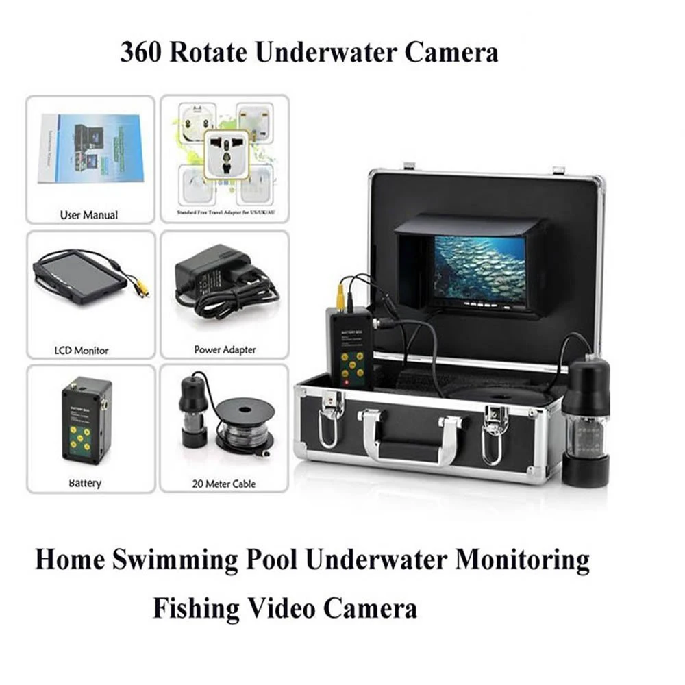 

Underwater Fishing Camera 7" TFT LCD 800tvl Hd Underwater Video Camera Fish Finder 360 Degree View with 20M Cable