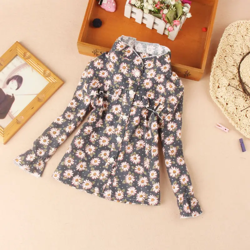 

Fall Children Clothing Kids Girls Flower Print Blouses Fashion Soft Cotton Bottoming Shirts for Teenage School Girl Cute Tops