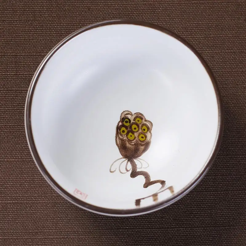 Китайский стиль деликатная ручная работа 40 мл маленькая чайная чашка Цзиндэчжэнь грубая керамическая чаша Ручная роспись лотоса - Цвет: 1