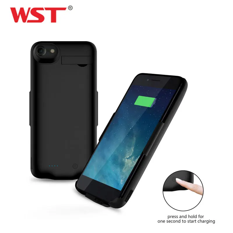 

WST 5000mah external battery case for iPhone 6 6S 7 with dual output interface portable rechargeable mobile case with holder