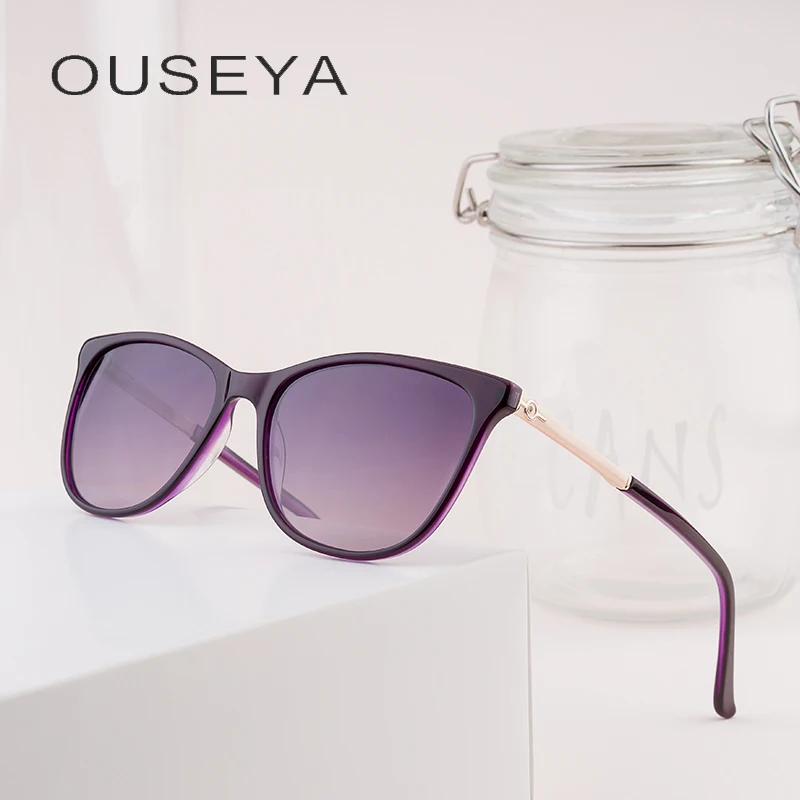 Новые женские солнцезащитные очки кошачий глаз, брендовые Дизайнерские Модные поляризованные солнцезащитные очки, ацетатные солнцезащитные очки с оправой UV400# HT880264
