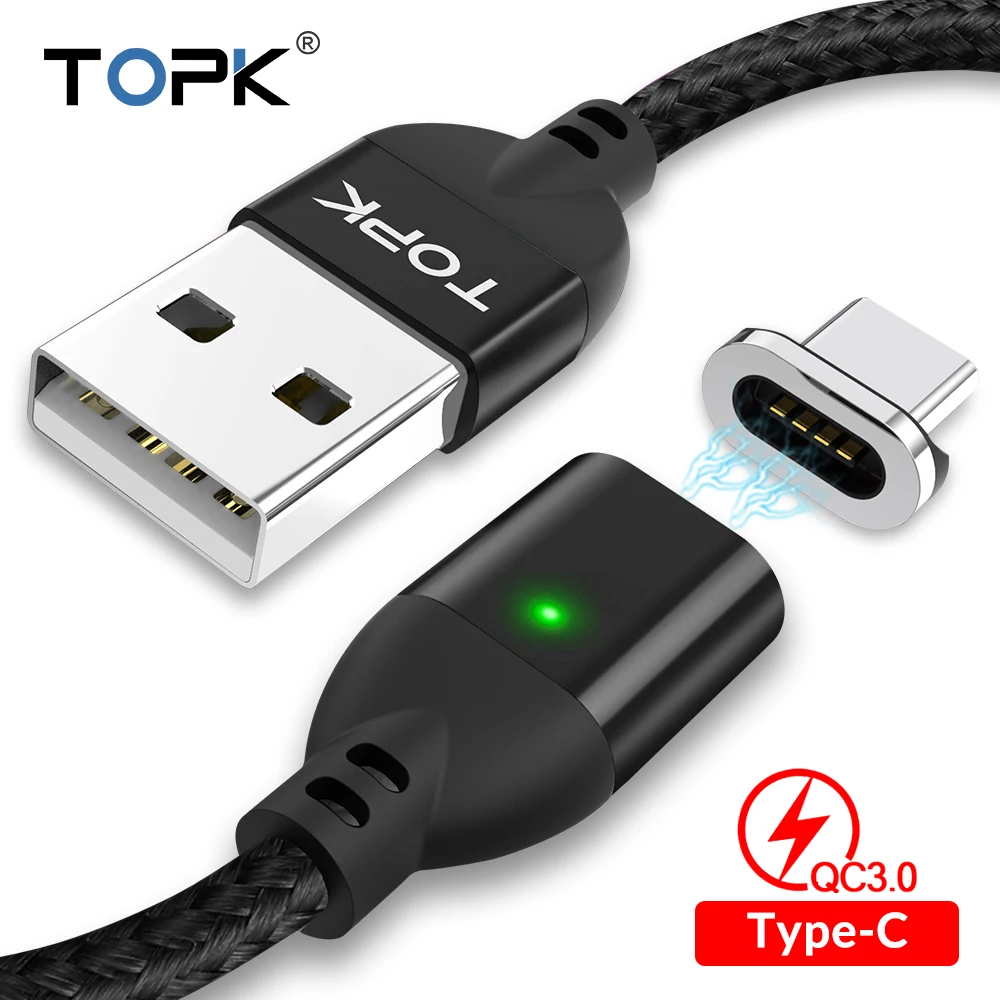 

TOPK Q-FLine Type C Magnetic Cable Usb C 3.0 Fast charging Data sync Cable for Samsung Galaxy S9 Note 9 One Plus 6 Redmi Note7