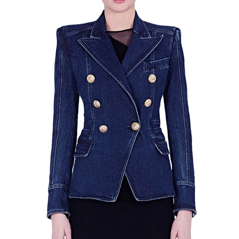 2018 new Casual spring autumn blue denim Blazer feminino Jacket Women