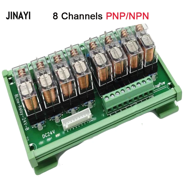 16/12/10/8/6/4/2 Каналы DC 24V 16A PNP/NPN релейный модуль с plc разъемом терминалов c креплением на рейке DIN В комплект поставки входит адаптер