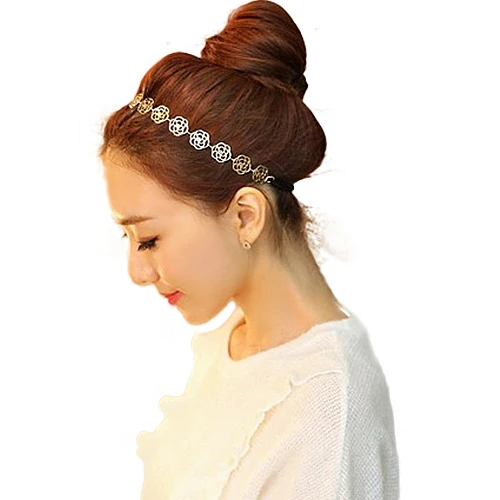 

Hot Elegant Metallic Lady Hollow Rose Flower Elastic Hair Head Band Headband Hairwear Accessories 5BVW 7ETK