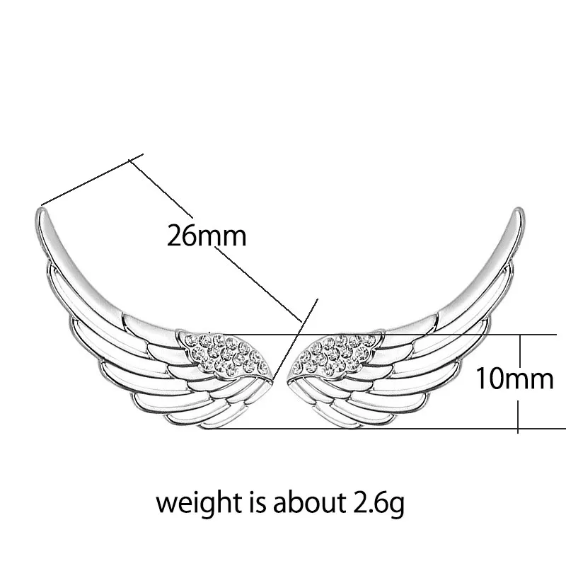 Настоящее стерлингового серебра 925 пробы винтажные крылья перьев для женщин Девушка кубический циркон Крылья ангела серьги гвоздики модные серебряные ювелирные изделия