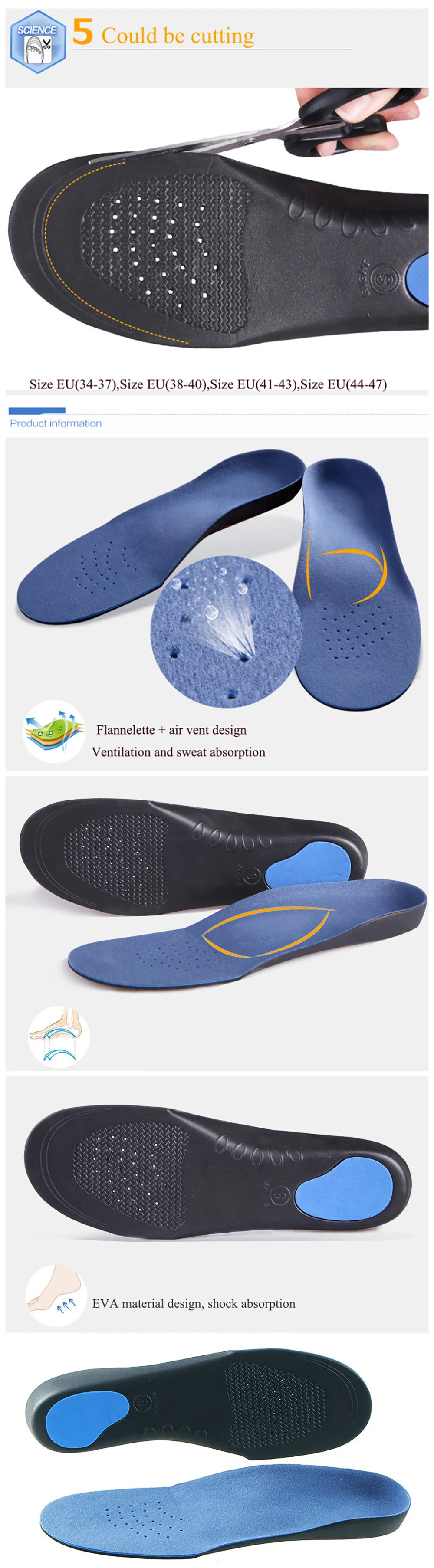 USHINE ортопедические стельки для плоской стопы для мужчин и женщин, стельки для поддержки стопы, подушечки для ухода за ногами, стельки для обуви, стельки для кроссовок