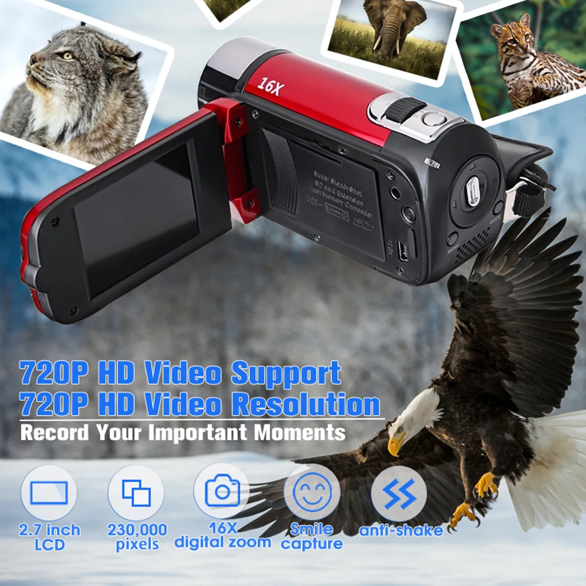 16MP 2,7 дюймов Full HD 1080p ЖК дисплей цифрового видео камера регистраторы видеокамера DV 16X зум потребительские видеокамеры