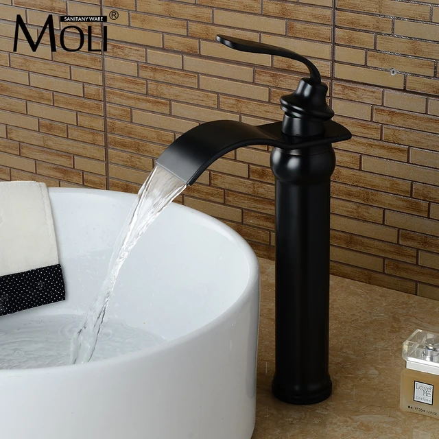 Aliexpress Online Ping For Electronics Fashion Home Tall Bathroom Sink Faucets Oil Rubbed Bronze Black Vessel Waterfall Mixer Tap