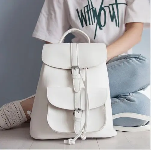 

New Fashion PU Leather Women Backpack School Bag For Teenage Girl Shoulder Bag mochila escolar feminina Drawstring Bag