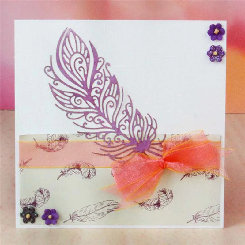 

Naifumodo Feather Metal Cutting Dies Scrapbooking Die Cuts for Card Making Crafts Dies DIY Embossing New European Style Dies