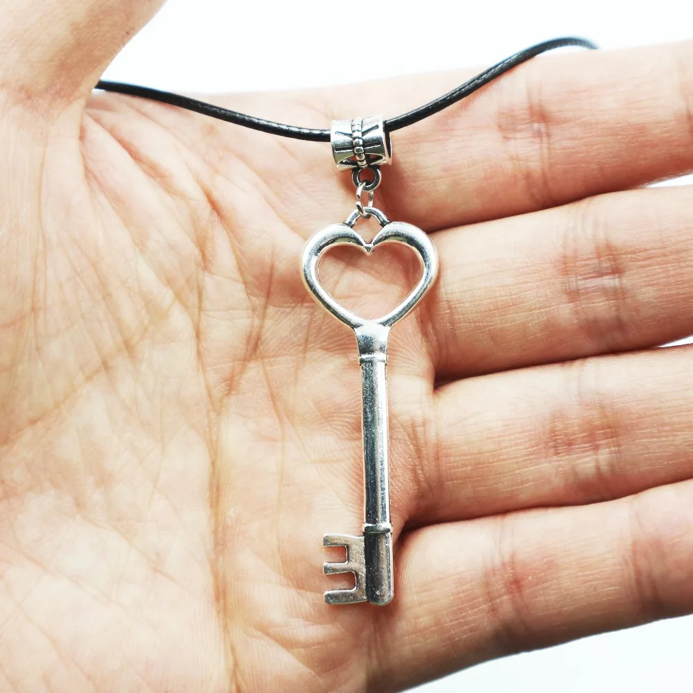 

Fashion Tibetan Silver key Pendant Cord Choker DIY Necklace drop shipping