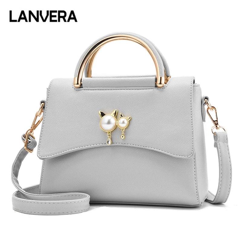 

LANVERA brand women totes solid rivet pearl sequined flap handbag hotsale ladies evening purse messenger crossbody shoulder bags