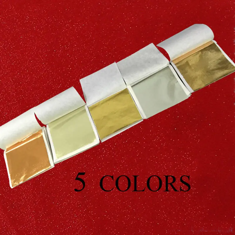5 colors Taiwan Imitation gold foil Gold and Silver leafing 100 pcs per