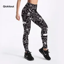 Qickitout Legging femme, Legging, SEXY pour le jour du Halloween, style de paume, crâne de fantôme, citrouille, imprimé numérique, Leggings