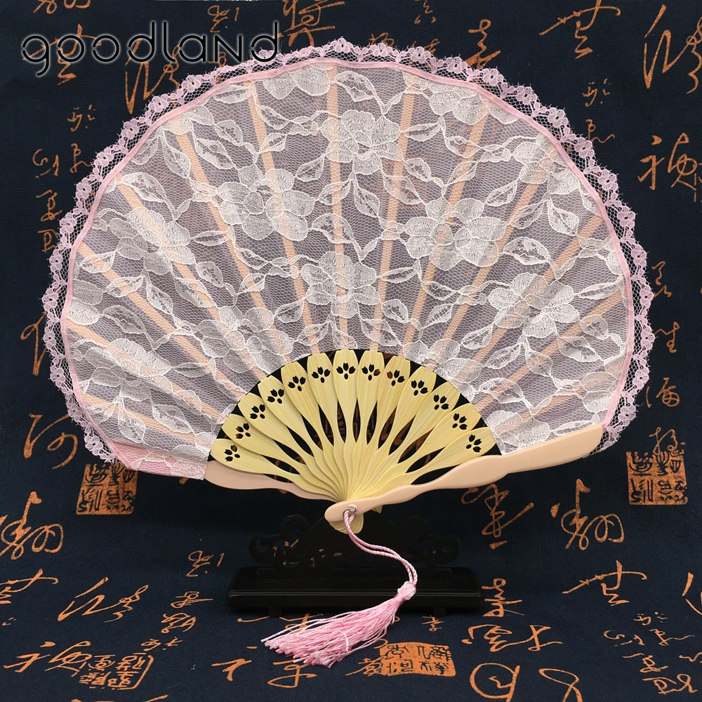 100 шт Розовый Белый Ретро испанский бамбуковый резной модный винтажный испанский кружевной веер танцевальный реквизит