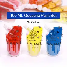 24 цвета 100 мл гуашь набор краски Профессиональный рисунок пигмент Acuarelas для искусства студентов краски ing поставки Акварельная краска s