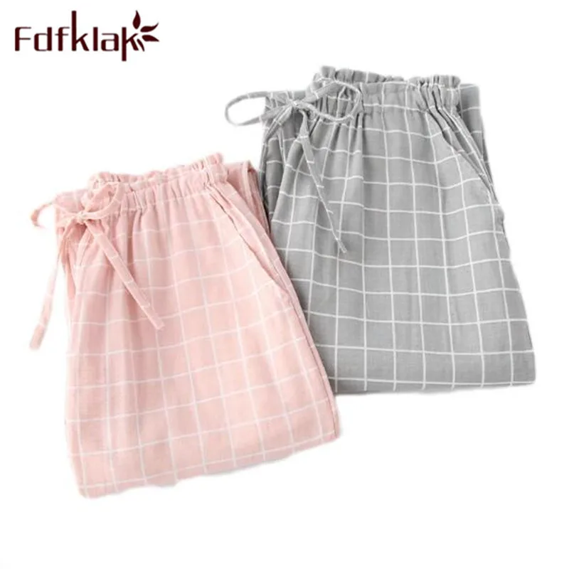 

Fdfklak Women's Trousers In Large Sizes Pants For Women Spring Summer Plaid Pajama Pants Sleep Bottoms Cotton Lounge Pants Q792