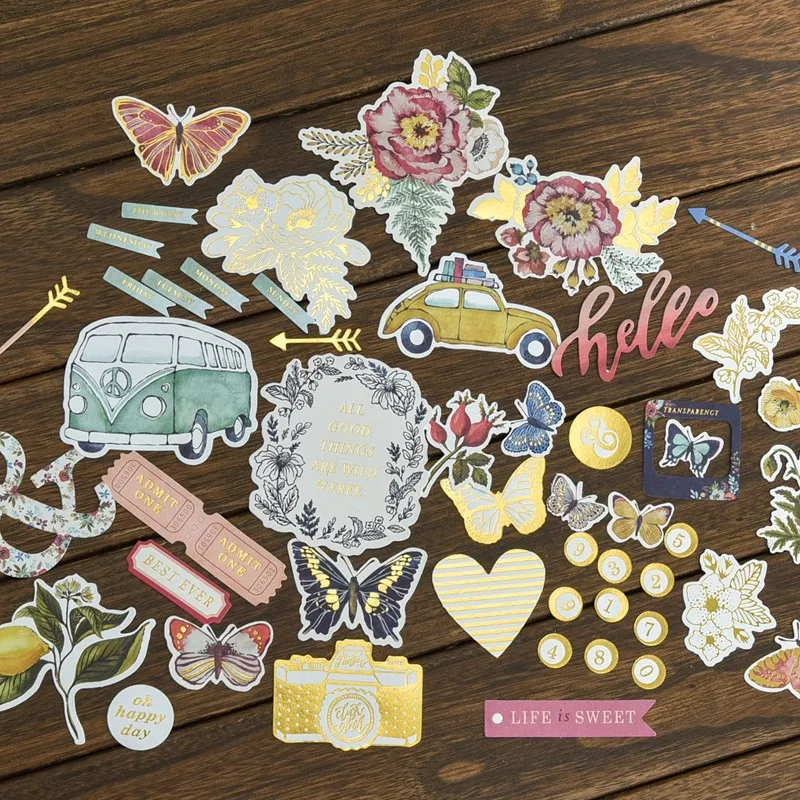 

50pcs Colorful Cardstock Die Cuts for Scrapbooking Happy Planner/Card Making/Journaling Project