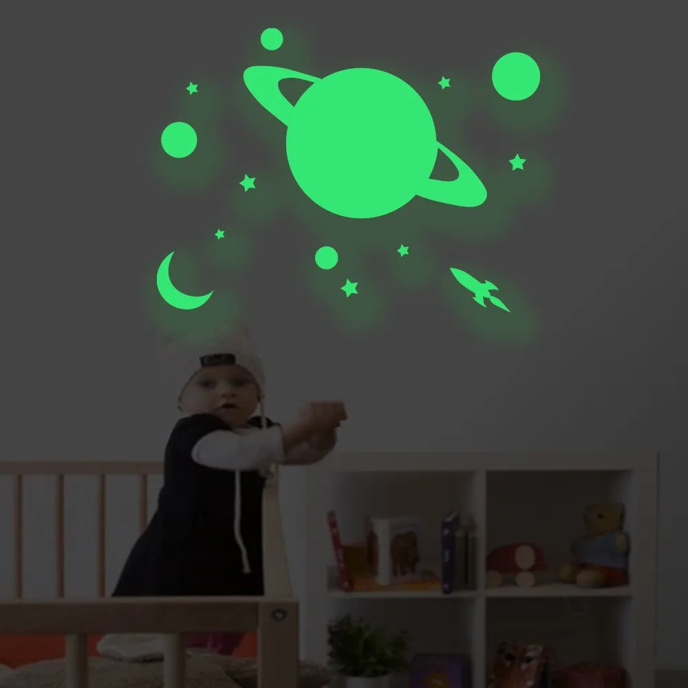 3D Wall Sticker Home Decoration Luminous Universe Rocket Fluorescent