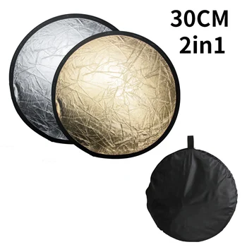 

12' 30 cm 2 in 1 Portable Collapsible Round Light Reflector ,Flash Accessories for Photography Studio Multi Photo Disc Diffuers