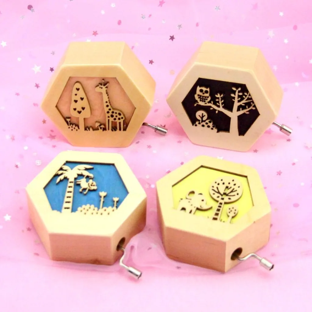 

Music box Hand Crank Musical Box Carved Wooden Music Toys Music Gift home decoration accessories fashion room decorations